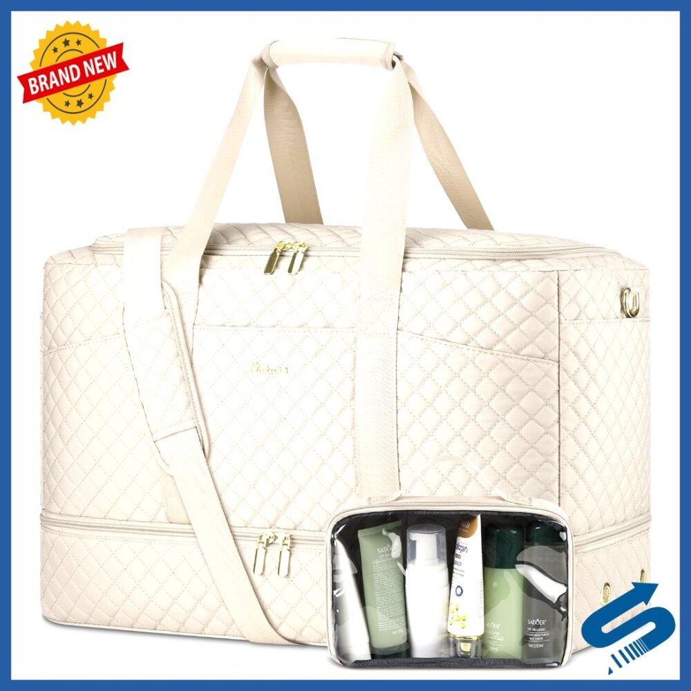 Large Duffle Weekender Bag With Shoe Compartment, Toiletry Bag, Wet Pocket